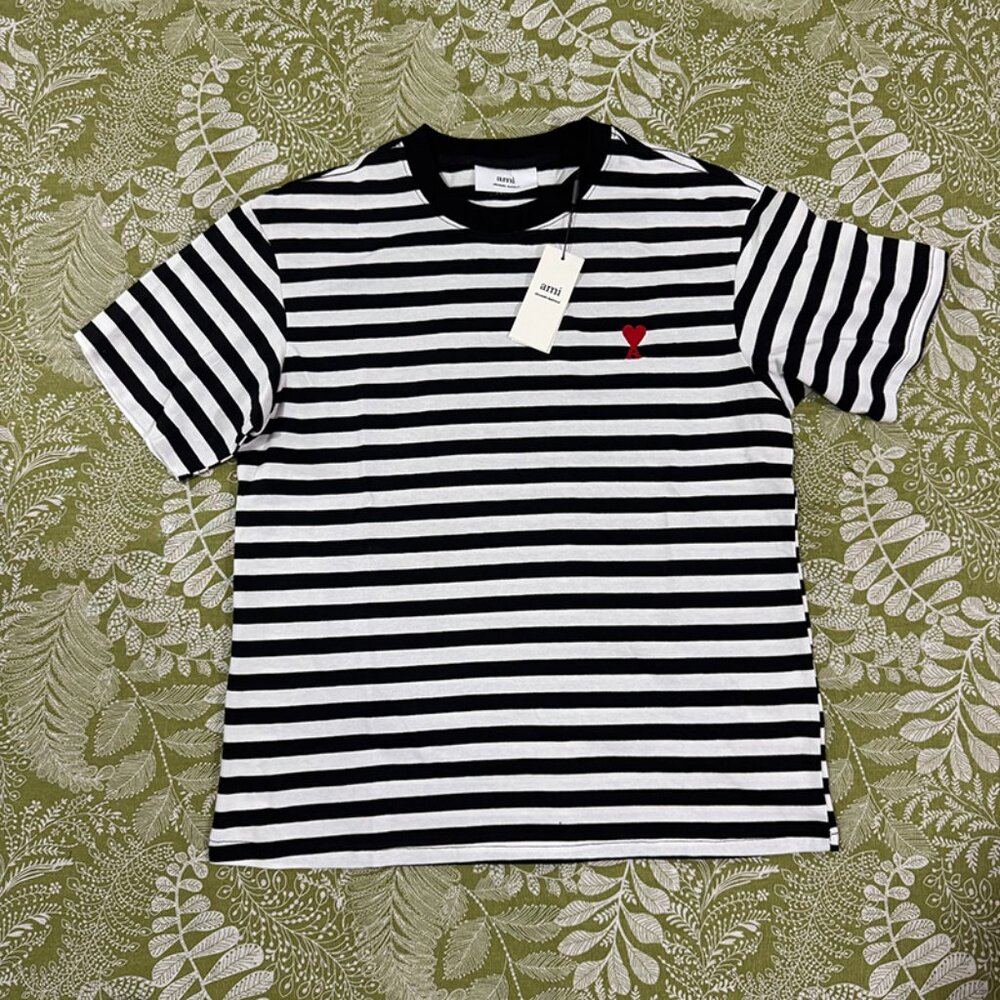 Ami Paris Black & White Ami De Cœur T Shirt